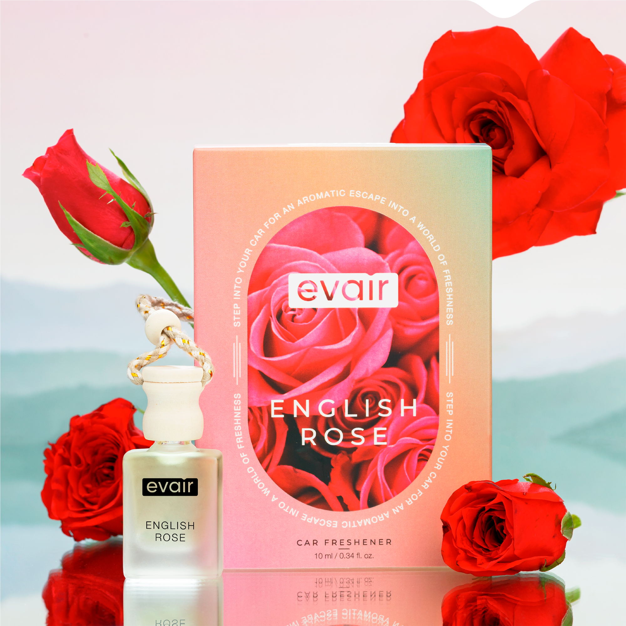 Evair English Rose Car Air Freshener with Rose