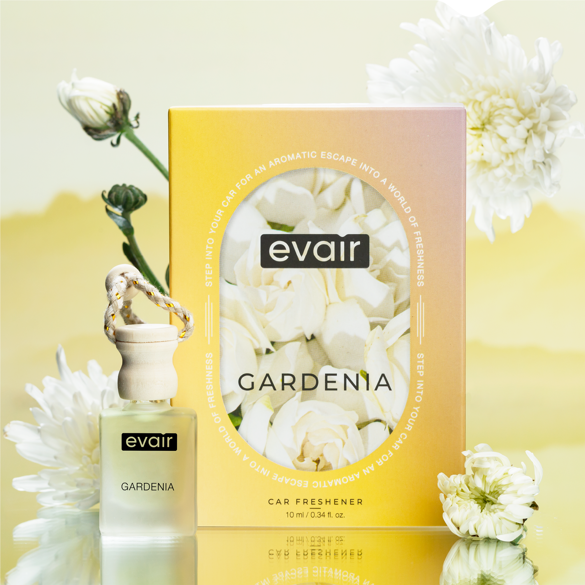 Evair Gardenia Car Perfume with Gardenia Flower