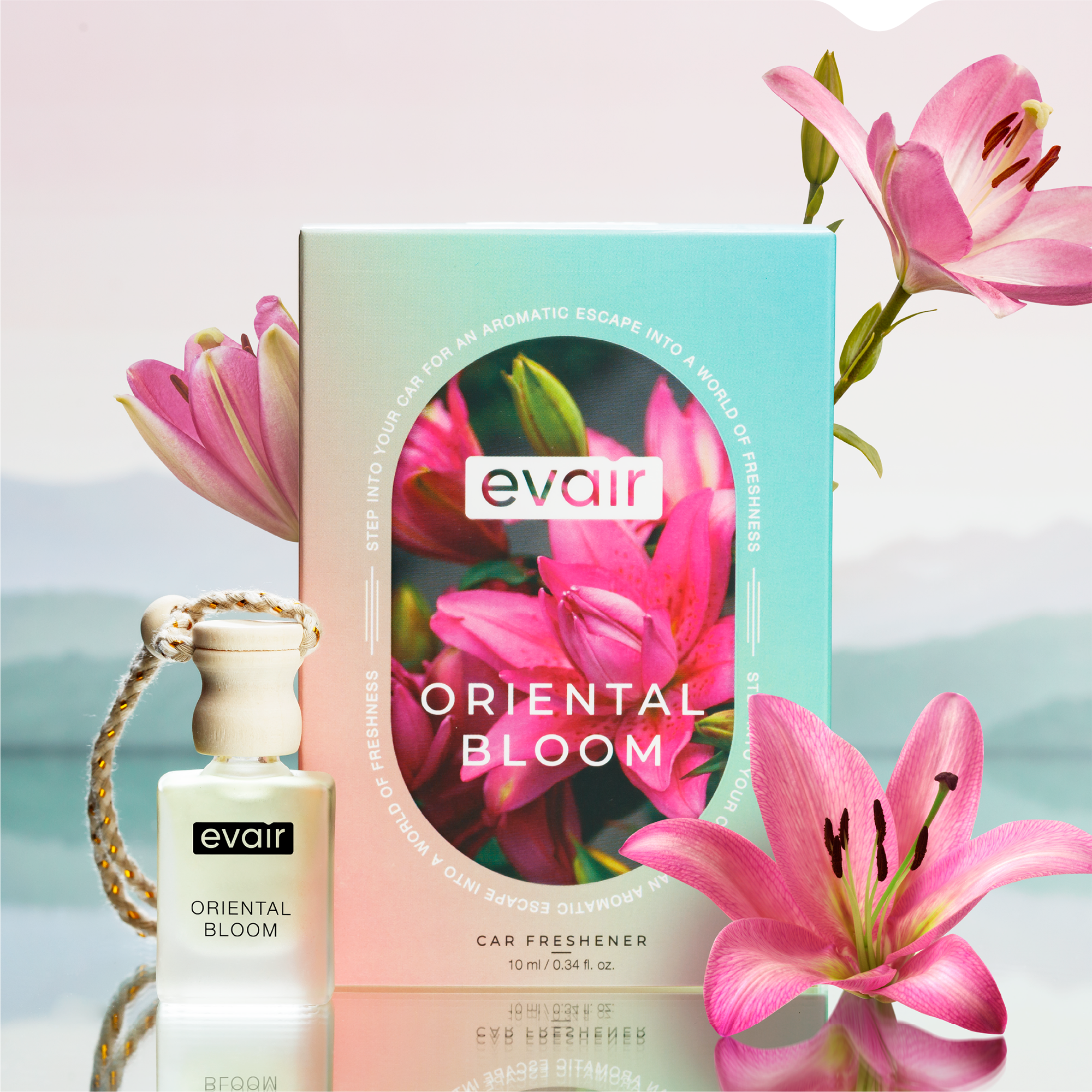 Evair Oriental Bloom Car Air Freshener with Lily Flowers